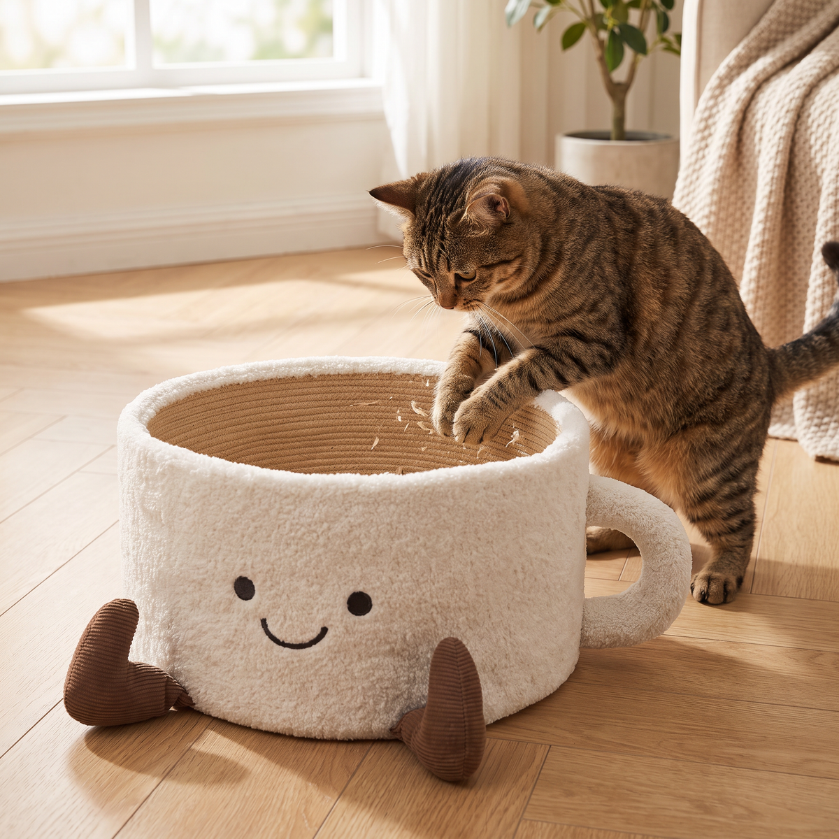 Cama con rascador para gatos