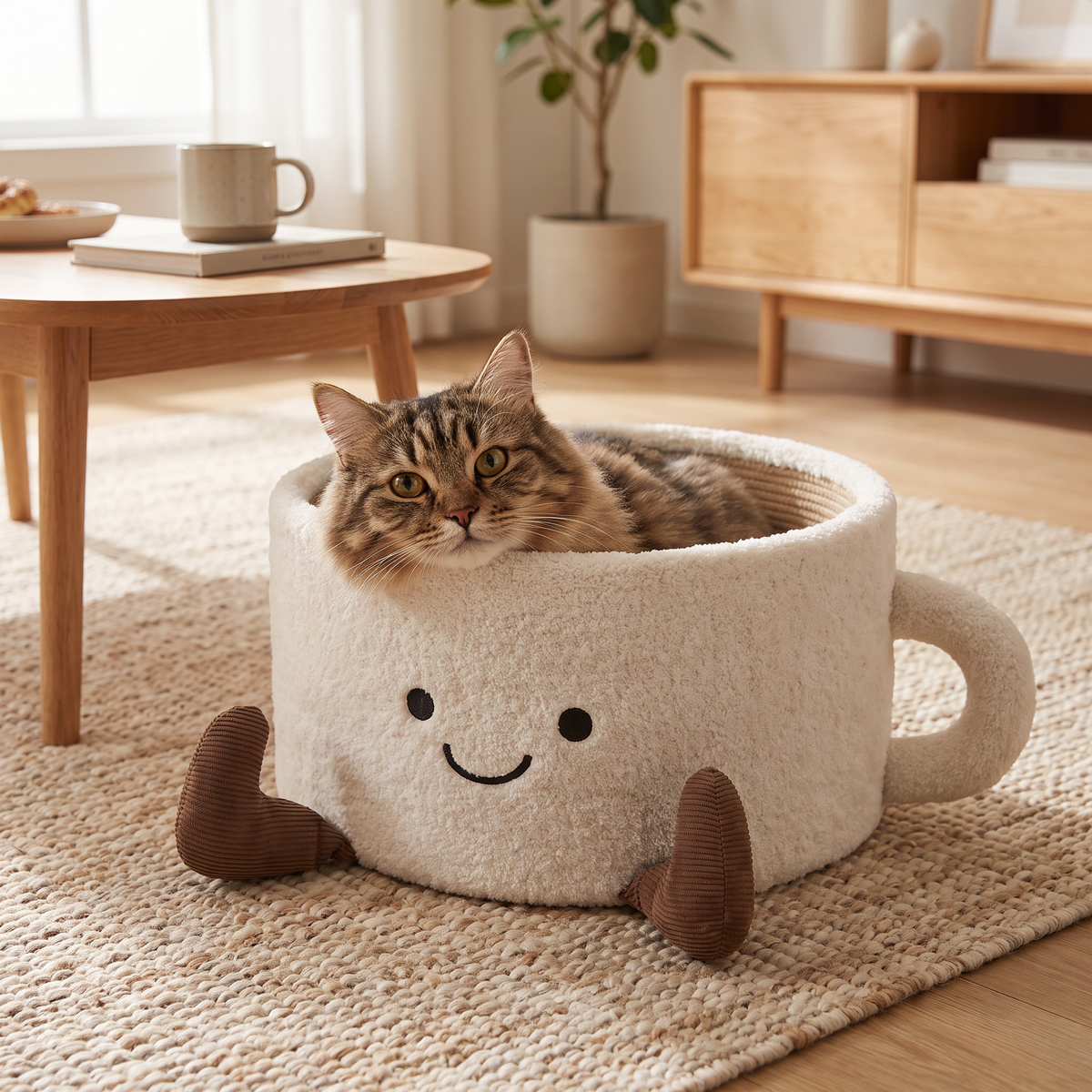 Cama con rascador para gatos