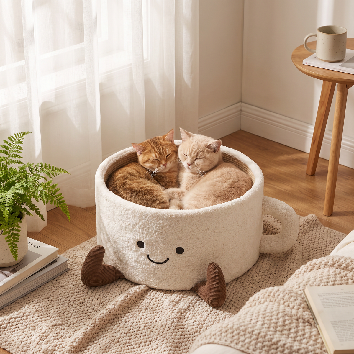 Cama con rascador para gatos